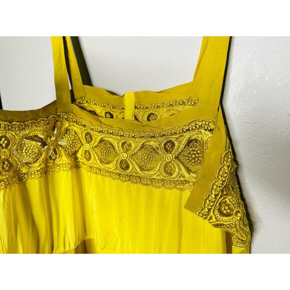 MAISON MARGIELA Yellow Lace Eyelet Trim Open Waist Oversized Dress size 10 - Picture 14 of 16